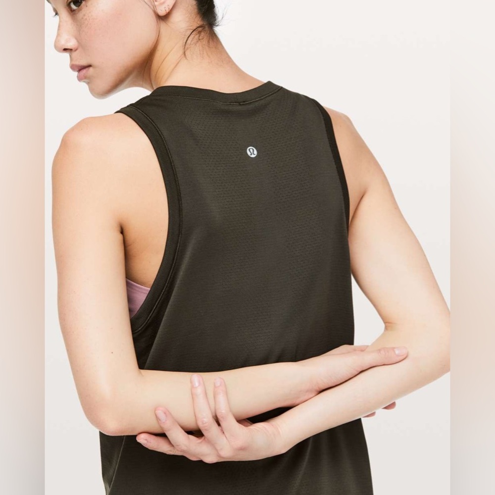 Lululemon Swiftly Breeze Tank Relaxed Fit Dark Olive - Picture 4 of 5